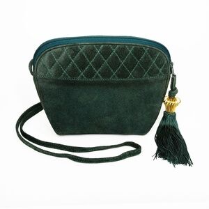 Green Genuine Suede Leather Classiques for Nordstrom Handbag Vintage Retro Purse